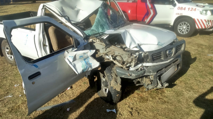 Bakkie crashes through wall leaving man critically injured in ...